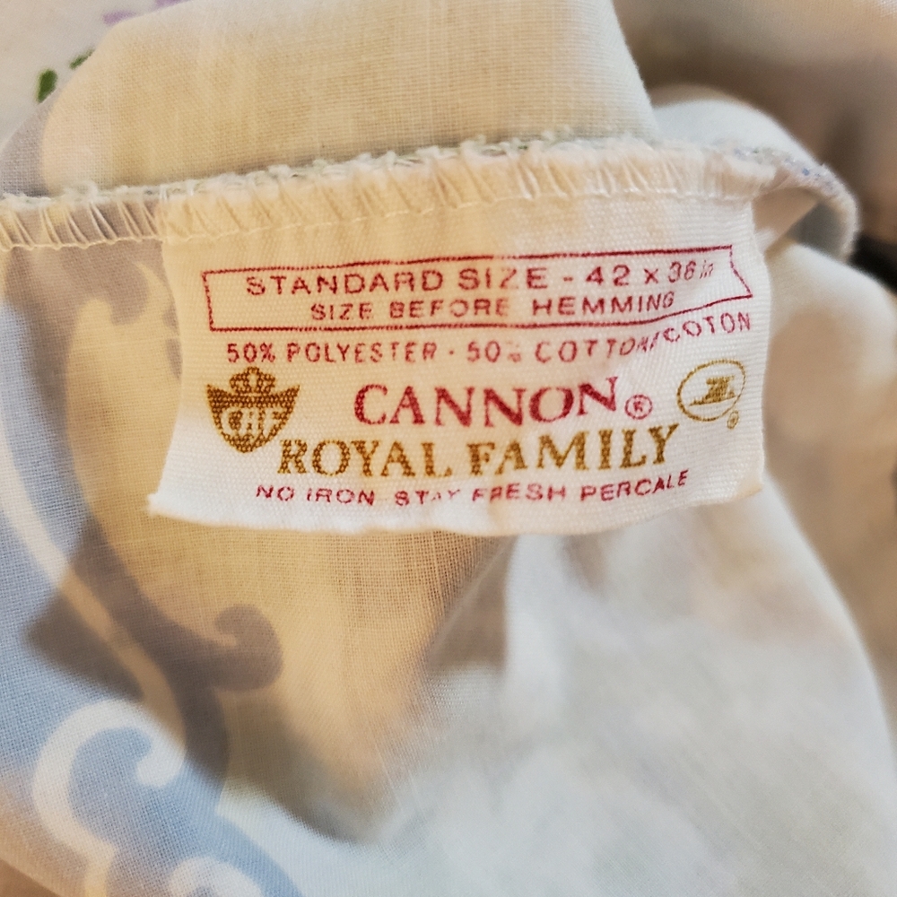Vintage Cannon Royal Family 70s Blue Rose Floral Standard Pillowcase Eyelet Trim - Picture 4 of 5